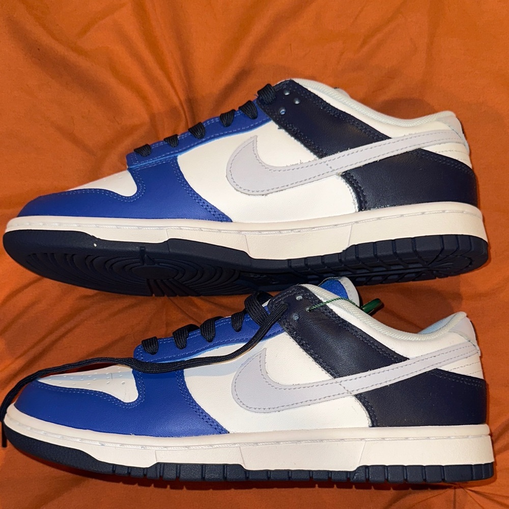 Nike Dunk Low Men's Royal Blue and White Sneakers - Picture 3 of 6